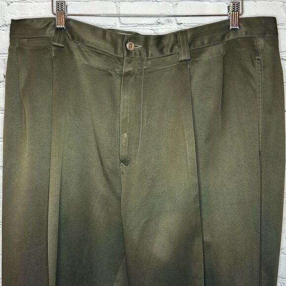 Vintage Tommy Bahama 100% Silk Pants Green Slacks Trouser Relax Size 42 Men - Picture 2 of 8